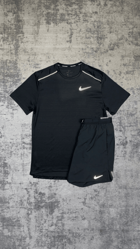 Nike Miler T Shirt Black & Black Flex Stride Shorts Set - Active Supply